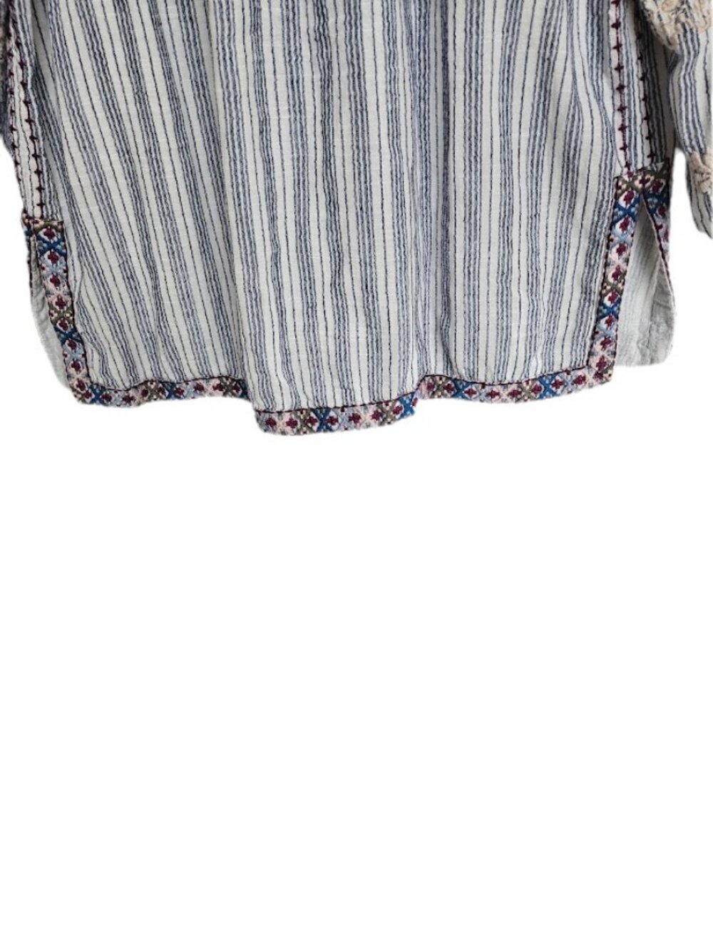 Johnny Was Allegra Peasant Blouse Top Striped Embroidered L - Picture 9 of 12